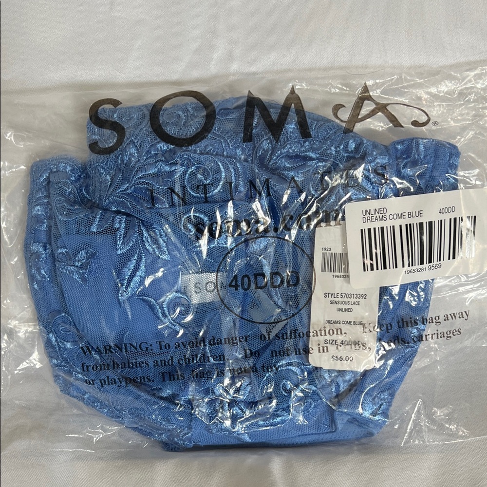 Soma Dreams Come Blue Floral Bra 40DDD